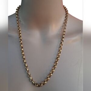 Vintage Park Lane Gold Tone Textured Rollo Link Necklace - Chunky Statement
